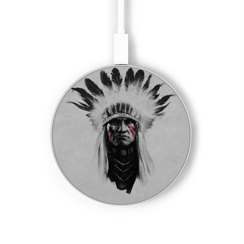 S0451 Indian Chief Wireless Charger Pad 15W Type-C iPhone Android LED Light Charging Station