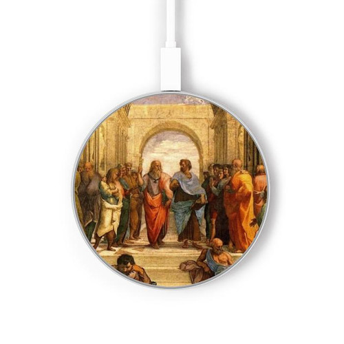 S1086 Raphael's School of Athens Wireless Charger Pad 15W Type-C iPhone Android LED Light Charging Station S1086 Raphael's School of Athens Wireless Charger Pad 15W Type-C iPhone Android LED Light Charging Station