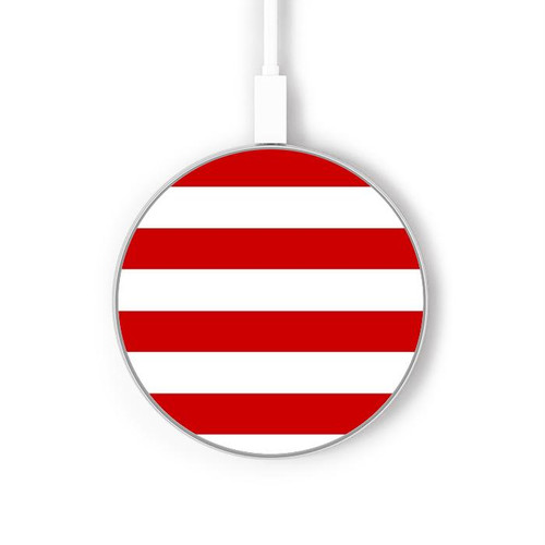 S2364 Red and White Striped Wireless Charger Pad 15W Type-C iPhone Android LED Light Charging Station