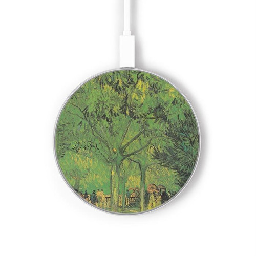 S3748 Van Gogh A Lane in a Public Garden Wireless Charger Pad 15W Type-C iPhone Android LED Light Charging Station