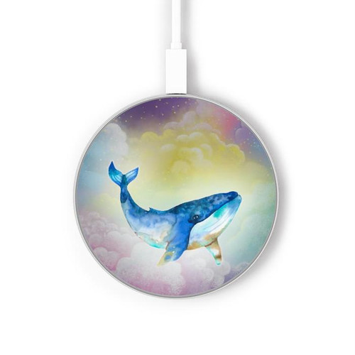 S3802 Dream Whale Pastel Fantasy Wireless Charger Pad 15W Type-C iPhone Android LED Light Charging Station