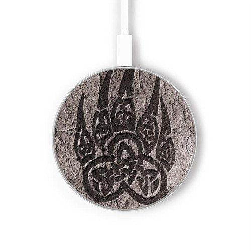S3832 Viking Norse Bear Paw Berserkers Rock Wireless Charger Pad 15W Type-C iPhone Android LED Light Charging Station