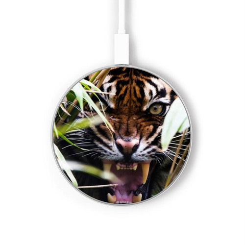 S3838 Barking Bengal Tiger Wireless Charger Pad 15W Type-C iPhone Android LED Light Charging Station