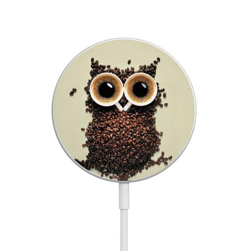 S0360 Coffee Owl Magnetic Wireless Charger Pad with MagSafe 15W for iPhone 16 15 14 13 12