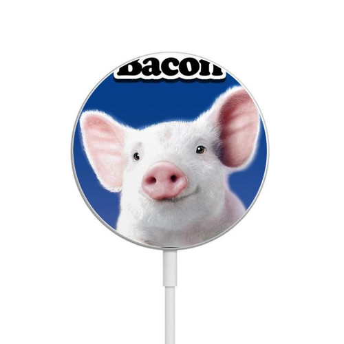 S0608 I Love Bacon Cute Baby Pig Magnetic Wireless Charger Pad with MagSafe 15W for iPhone 16 15 14 13 12