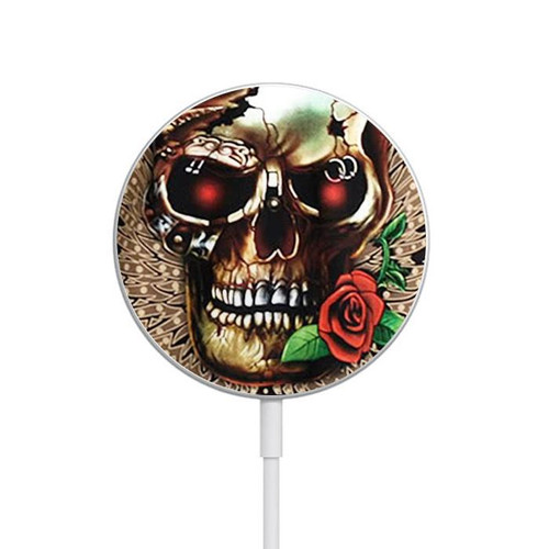 S0753 Skull Wing Rose Punk Magnetic Wireless Charger Pad with MagSafe 15W for iPhone 16 15 14 13 12