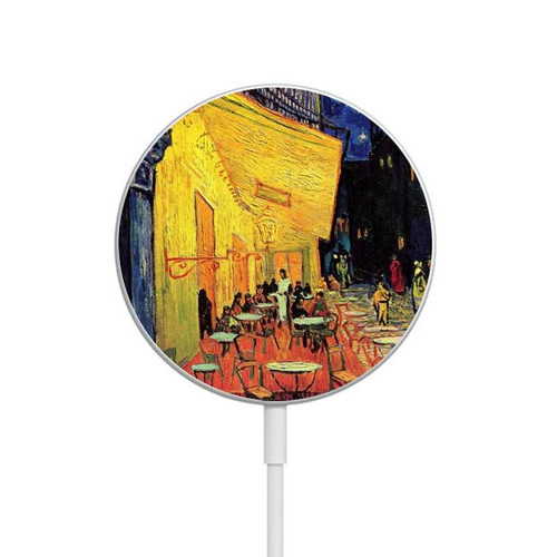 S0929 Van Gogh Cafe Terrace Magnetic Wireless Charger Pad with MagSafe 15W for iPhone 16 15 14 13 12