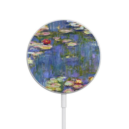 S0997 Claude Monet Water Lilies Magnetic Wireless Charger Pad with MagSafe 15W for iPhone 16 15 14 13 12