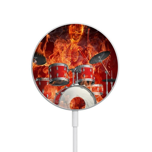 S1431 Skull Drum Fire Rock Magnetic Wireless Charger Pad with MagSafe 15W for iPhone 16 15 14 13 12