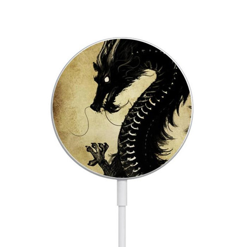 S1482 Black Dragon Painting Magnetic Wireless Charger Pad with MagSafe 15W for iPhone 16 15 14 13 12