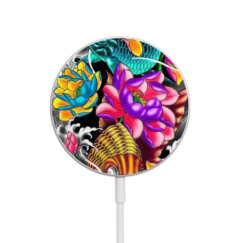 S1630 Fish Japanese Oriental Tattoo Magnetic Wireless Charger Pad with MagSafe 15W for iPhone 16 15 14 13 12