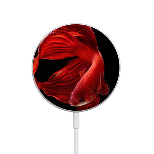 S2092 Red Siamese Fighting Fish Magnetic Wireless Charger Pad with MagSafe 15W for iPhone 16 15 14 13 12