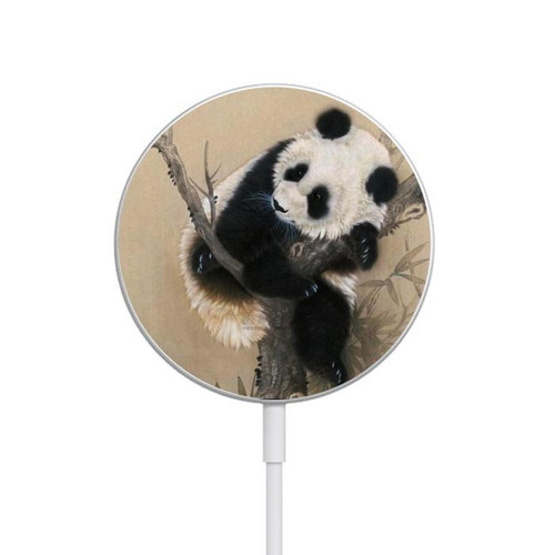 S2210 Panda Fluffy Art Painting Magnetic Wireless Charger Pad with MagSafe 15W for iPhone 16 15 14 13 12
