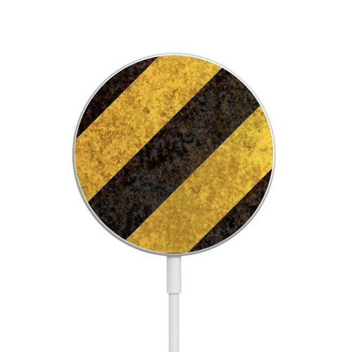 S2231 Yellow and Black Line Hazard Striped Magnetic Wireless Charger Pad with MagSafe 15W for iPhone 16 15 14 13 12
