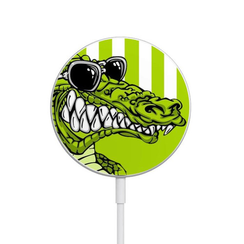 S2323 Funny Green Alligator Crocodile Magnetic Wireless Charger Pad with MagSafe 15W for iPhone 16 15 14 13 12