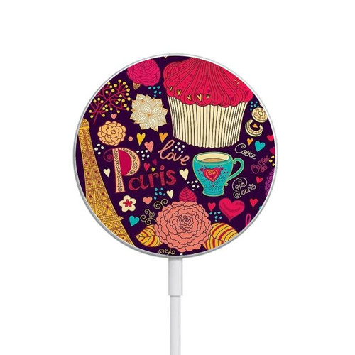 S2353 Paris Cartoon Vintage Pattern Magnetic Wireless Charger Pad with MagSafe 15W for iPhone 16 15 14 13 12