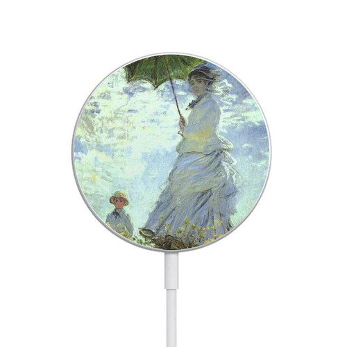 S2415 Claude Monet Woman with a Parasol Magnetic Wireless Charger Pad with MagSafe 15W for iPhone 16 15 14 13 12