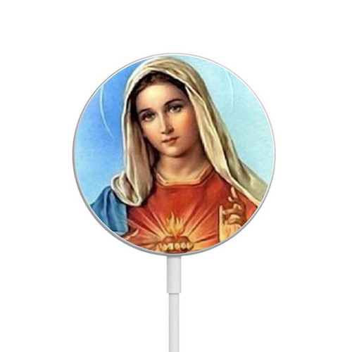 S2420 The Virgin Mary Santa Maria Magnetic Wireless Charger Pad with MagSafe 15W for iPhone 16 15 14 13 12