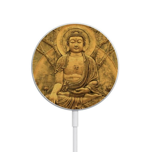 S2452 Buddha Bas Relief Art Graphic Printed Magnetic Wireless Charger Pad with MagSafe 15W for iPhone 16 15 14 13 12