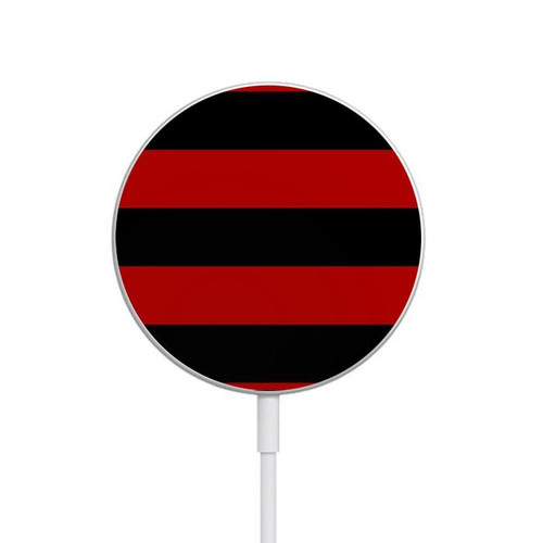 S2638 Black and Red Striped Magnetic Wireless Charger Pad with MagSafe 15W for iPhone 16 15 14 13 12