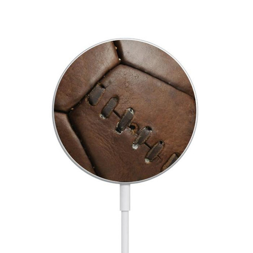 S2661 Leather Soccer Football Graphic Magnetic Wireless Charger Pad with MagSafe 15W for iPhone 16 15 14 13 12