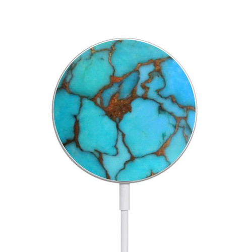 S2685 Aqua Turquoise Gemstone Graphic Printed Magnetic Wireless Charger Pad with MagSafe 15W for iPhone 16 15 14 13 12