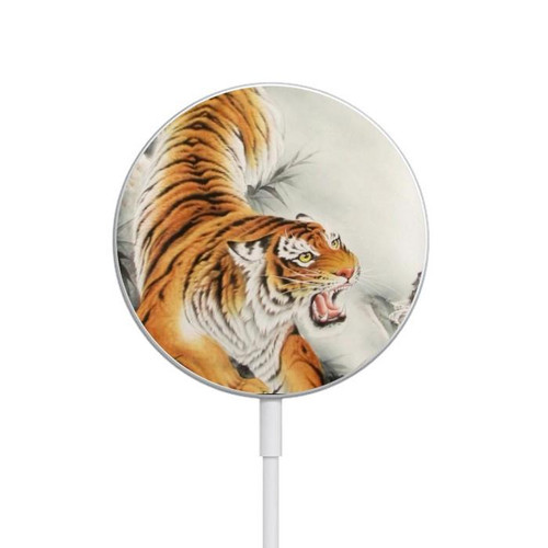 S2751 Chinese Tiger Brush Painting Magnetic Wireless Charger Pad with MagSafe 15W for iPhone 16 15 14 13 12
