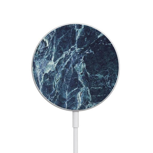 S2799 Light Blue Marble Stone Graphic Printed Magnetic Wireless Charger Pad with MagSafe 15W for iPhone 16 15 14 13 12