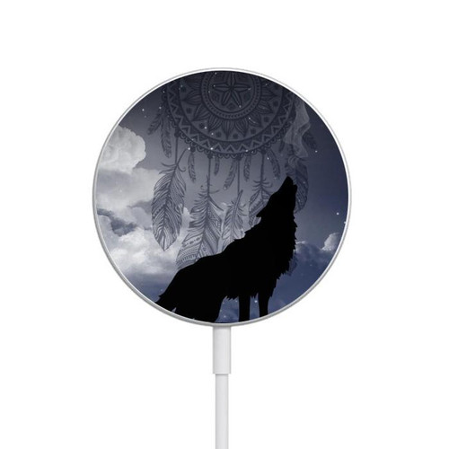 S3011 Dream Catcher Wolf Howling Magnetic Wireless Charger Pad with MagSafe 15W for iPhone 16 15 14 13 12