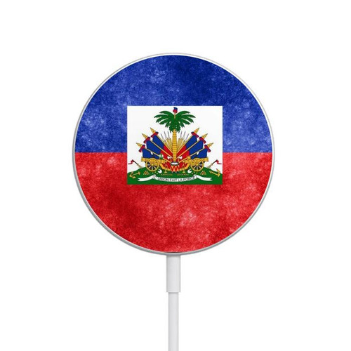 S3022 Haiti Flag Magnetic Wireless Charger Pad with MagSafe 15W for iPhone 16 15 14 13 12