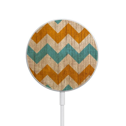 S3033 Vintage Wood Chevron Graphic Printed Magnetic Wireless Charger Pad with MagSafe 15W for iPhone 16 15 14 13 12
