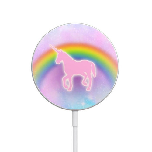S3070 Rainbow Unicorn Pastel Sky Magnetic Wireless Charger Pad with MagSafe 15W for iPhone 16 15 14 13 12