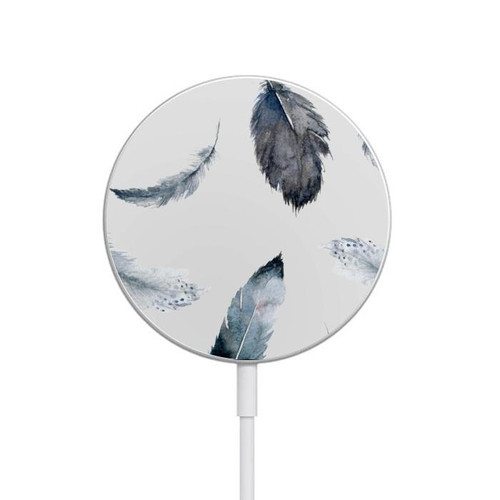S3085 Feather Paint Pattern Magnetic Wireless Charger Pad with MagSafe 15W for iPhone 16 15 14 13 12