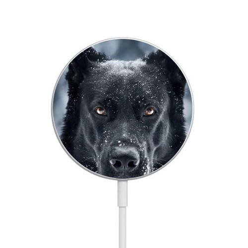 S3168 German Shepherd Black Dog Magnetic Wireless Charger Pad with MagSafe 15W for iPhone 16 15 14 13 12