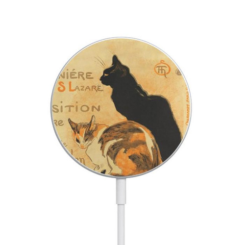 S3229 Vintage Cat Poster Magnetic Wireless Charger Pad with MagSafe 15W for iPhone 16 15 14 13 12