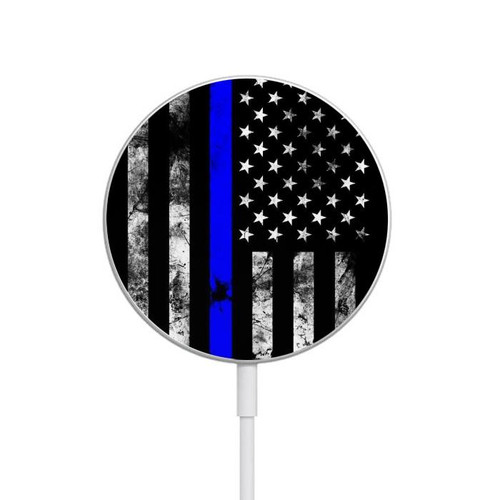 S3244 Thin Blue Line USA Magnetic Wireless Charger Pad with MagSafe 15W for iPhone 16 15 14 13 12