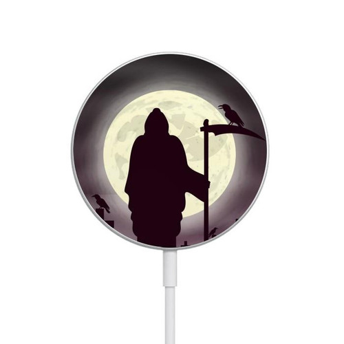 S3262 Grim Reaper Night Moon Cemetery Magnetic Wireless Charger Pad with MagSafe 15W for iPhone 16 15 14 13 12