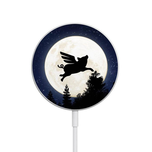 S3289 Flying Pig Full Moon Night Magnetic Wireless Charger Pad with MagSafe 15W for iPhone 16 15 14 13 12