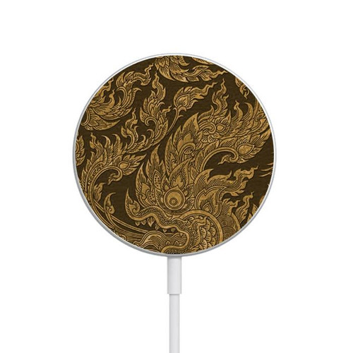 S3382 Thai Art Naga Magnetic Wireless Charger Pad with MagSafe 15W for iPhone 16 15 14 13 12
