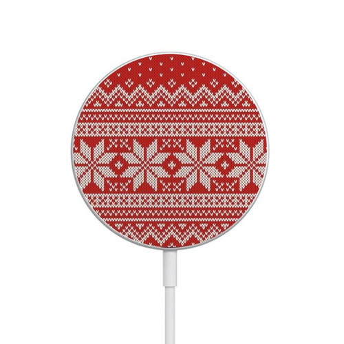 S3384 Winter Seamless Knitting Pattern Magnetic Wireless Charger Pad with MagSafe 15W for iPhone 16 15 14 13 12