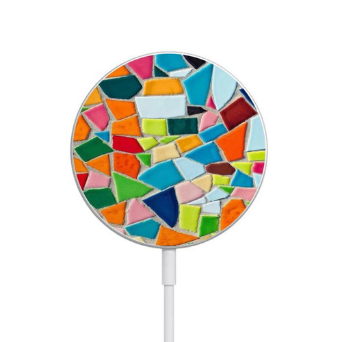 S3391 Abstract Art Mosaic Tiles Graphic Magnetic Wireless Charger Pad with MagSafe 15W for iPhone 16 15 14 13 12