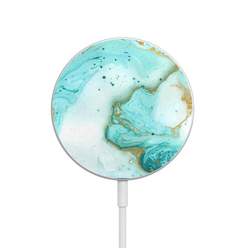 S3399 Green Marble Graphic Print Magnetic Wireless Charger Pad with MagSafe 15W for iPhone 16 15 14 13 12