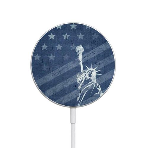 S3450 US Flag Liberty Statue Magnetic Wireless Charger Pad with MagSafe 15W for iPhone 16 15 14 13 12