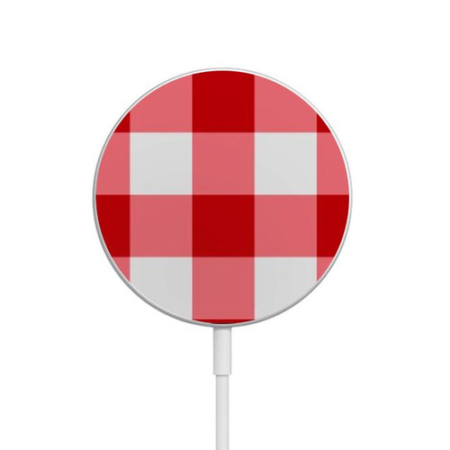 S3535 Red Gingham Magnetic Wireless Charger Pad with MagSafe 15W for iPhone 16 15 14 13 12