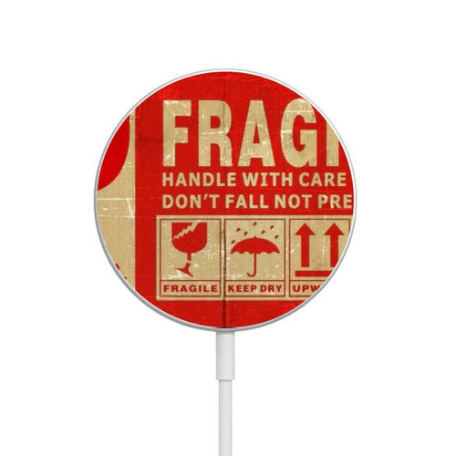 S3552 Vintage Fragile Label Art Magnetic Wireless Charger Pad with MagSafe 15W for iPhone 16 15 14 13 12