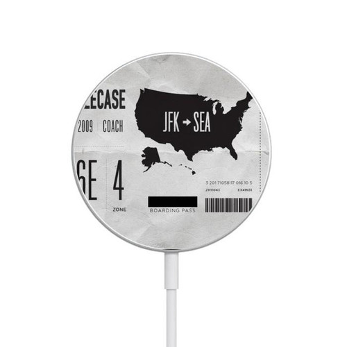 S3615 Airline Boarding Pass Art Magnetic Wireless Charger Pad with MagSafe 15W for iPhone 16 15 14 13 12