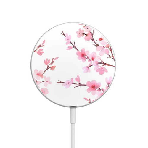S3707 Pink Cherry Blossom Spring Flower Magnetic Wireless Charger Pad with MagSafe 15W for iPhone 16 15 14 13 12
