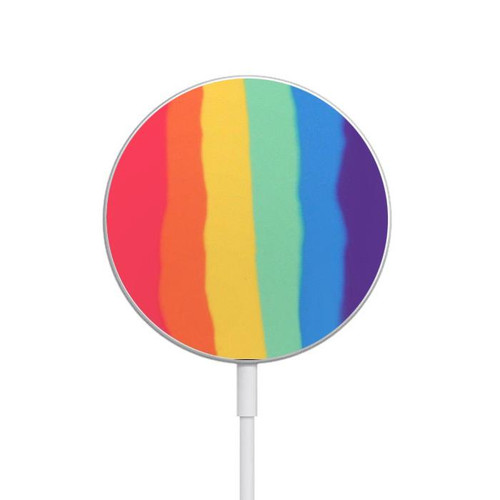 S3799 Cute Vertical Watercolor Rainbow Magnetic Wireless Charger Pad with MagSafe 15W for iPhone 16 15 14 13 12