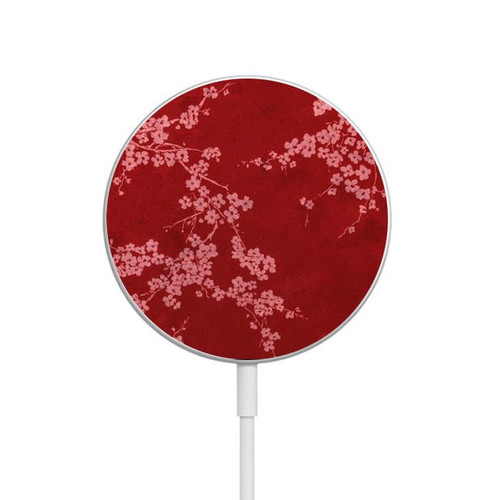 S3817 Red Floral Cherry blossom Pattern Magnetic Wireless Charger Pad with MagSafe 15W for iPhone 16 15 14 13 12