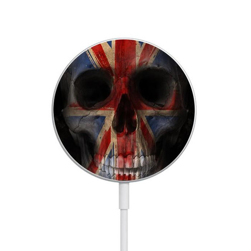 S3848 United Kingdom Flag Skull Magnetic Wireless Charger Pad with MagSafe 15W for iPhone 16 15 14 13 12